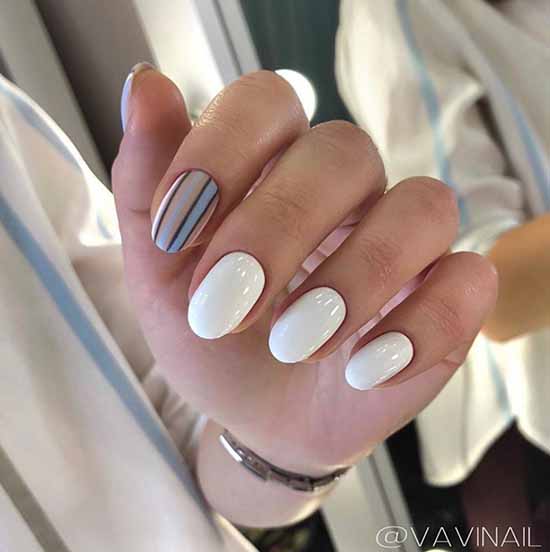 White nails with designs: new items, manicure ideas in the photo