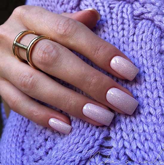 Photo nude manicure with glitter