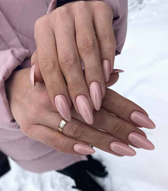 Nude manicure with sparkles: 100 design ideas in new photos