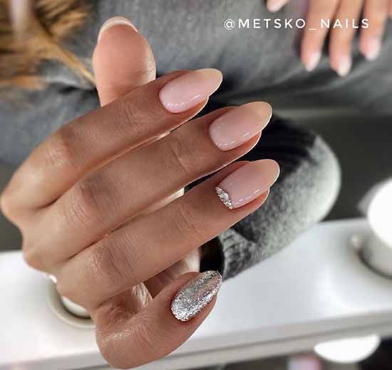 Nude manicure with sparkles: 100 design ideas in new photos