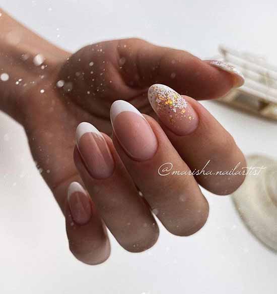 Nude manicure with sparkles: 100 design ideas in new photos