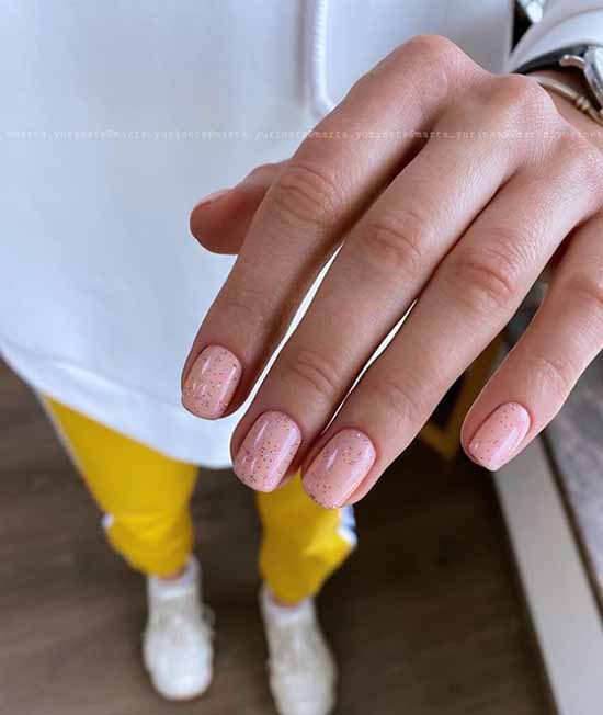 A selection of photos of nude manicure with sparkles