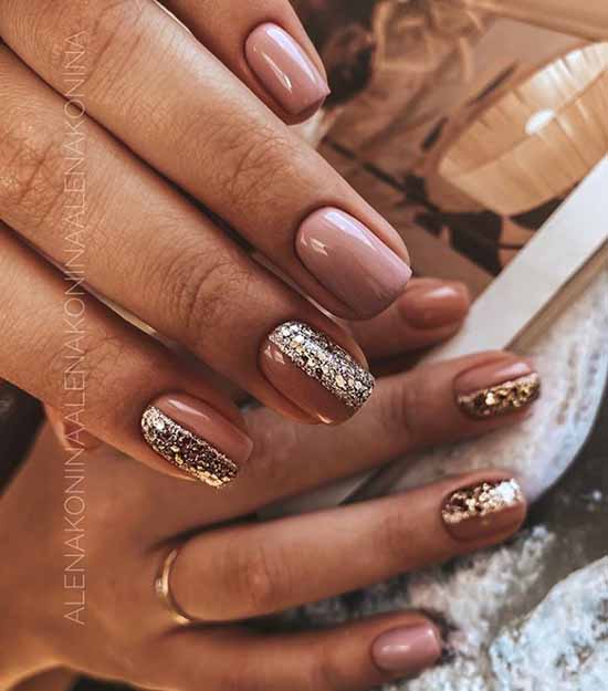 Nude manicure with sparkles: 100 design ideas in new photos