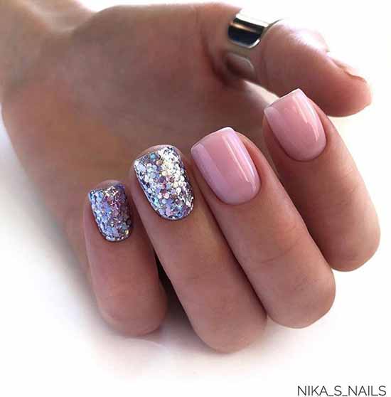 Nude manicure with sparkles: 100 design ideas in new photos