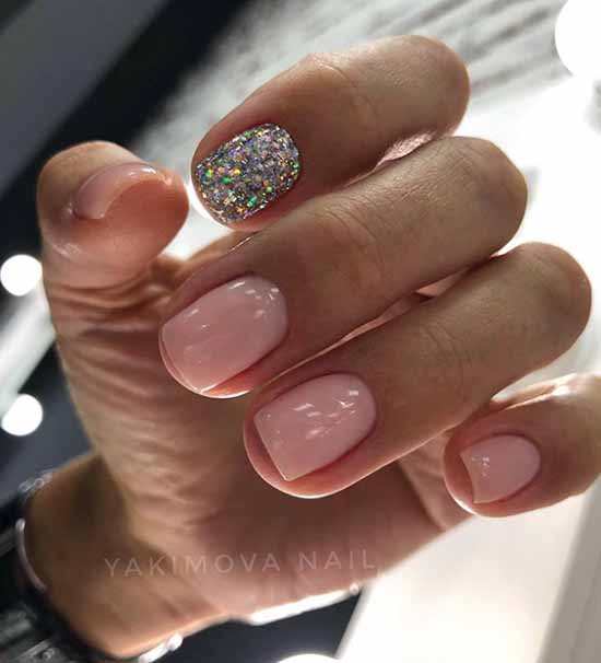 Nude manicure with sparkles: 100 design ideas in new photos