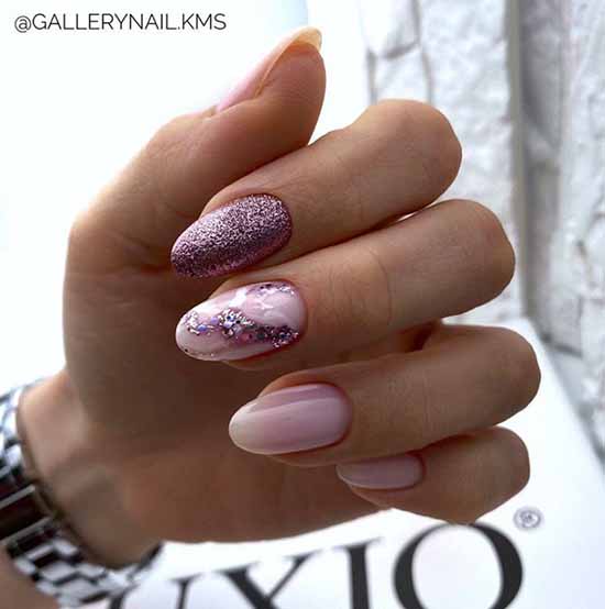 Nude manicure with sparkles: 100 design ideas in new photos