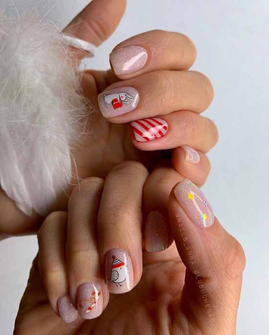 Nude manicure with sparkles: 100 design ideas in new photos