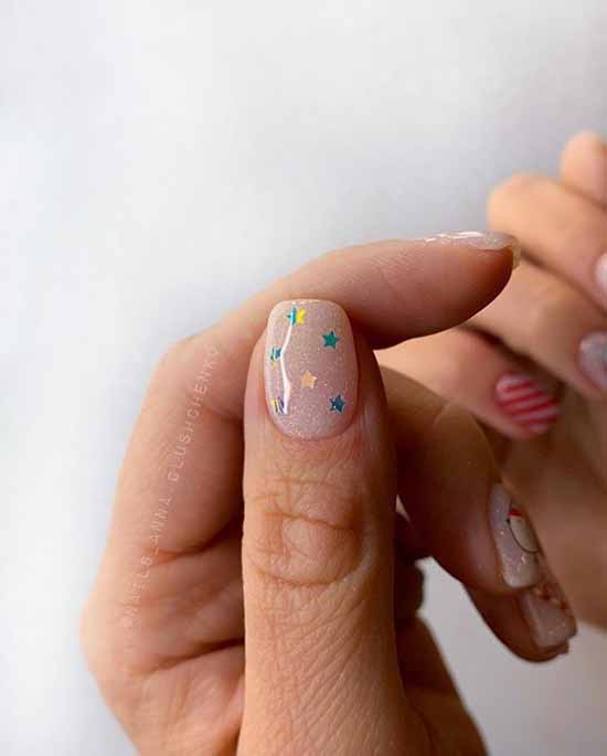 Nude manicure with sparkles: 100 design ideas in new photos