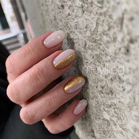 Nude manicure with sparkles: 100 design ideas in new photos