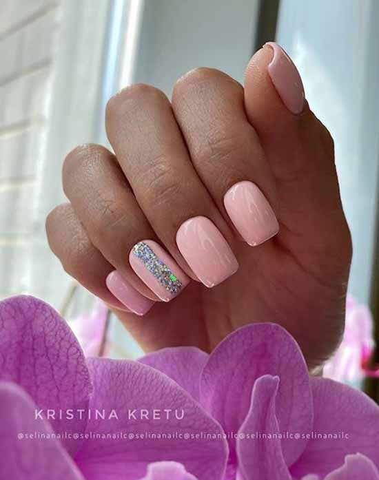 Nude manicure with sparkles: 100 design ideas in new photos