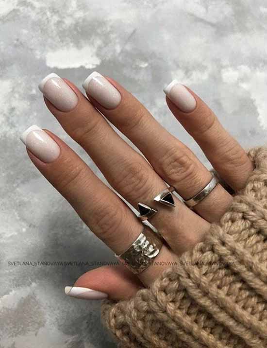 Nude manicure with sparkles: 100 design ideas in new photos