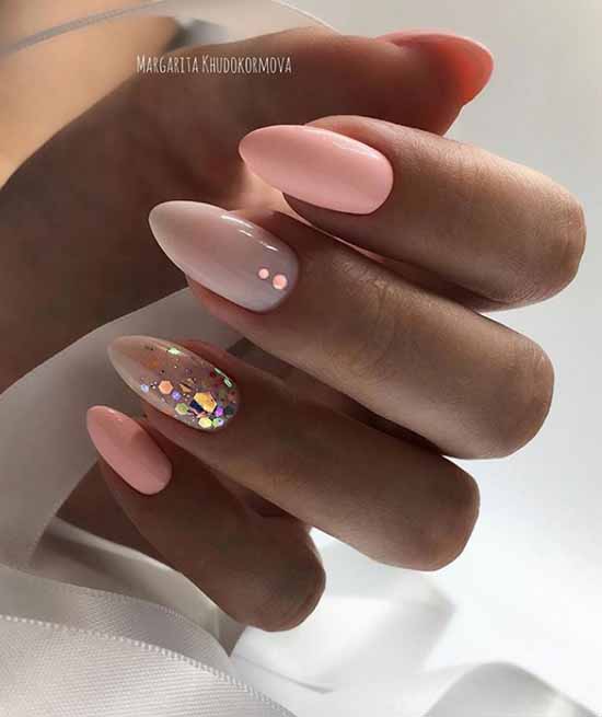 Nude manicure with sparkles: 100 design ideas in new photos