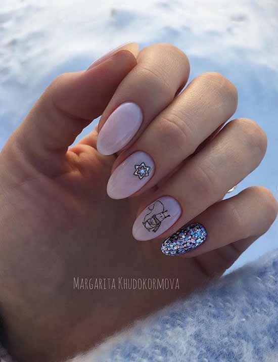 Nude manicure with sparkles: 100 design ideas in new photos