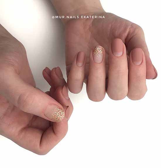 Nude manicure with sparkles: 100 design ideas in new photos