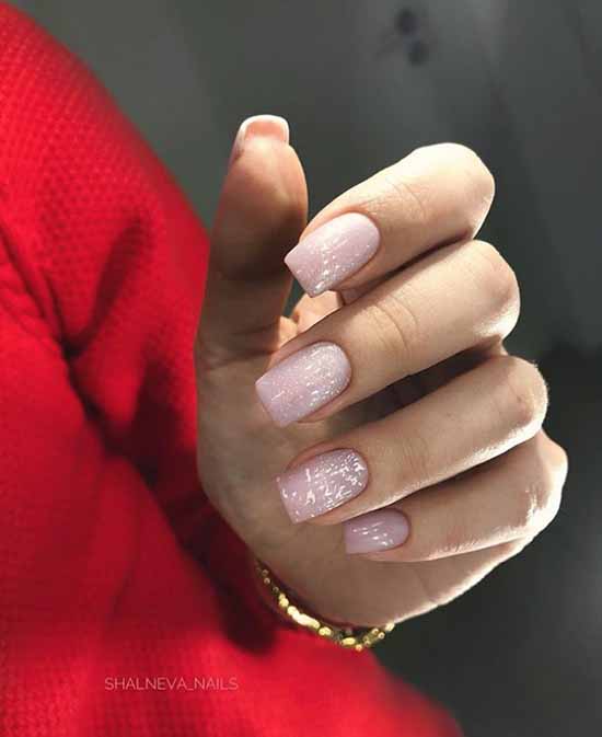 Nude manicure with sparkles: 100 design ideas in new photos