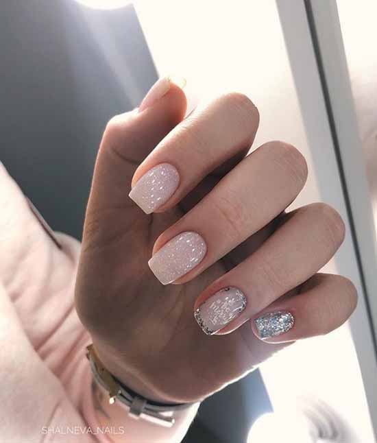 Nude manicure with sparkles: 100 design ideas in new photos