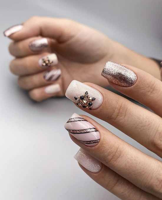 Nude manicure with sparkles: 100 design ideas in new photos