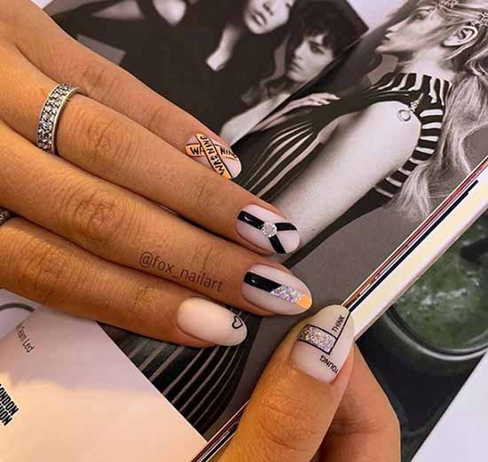 Nude manicure with sparkles: 100 design ideas in new photos