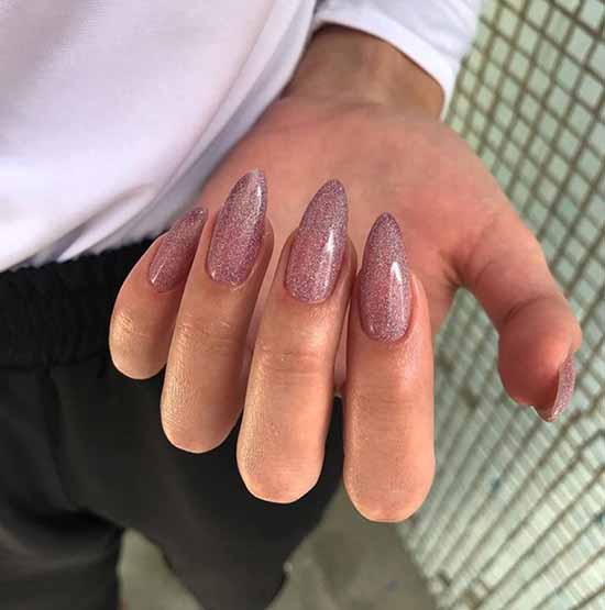 Nude manicure with sparkles: 100 design ideas in new photos