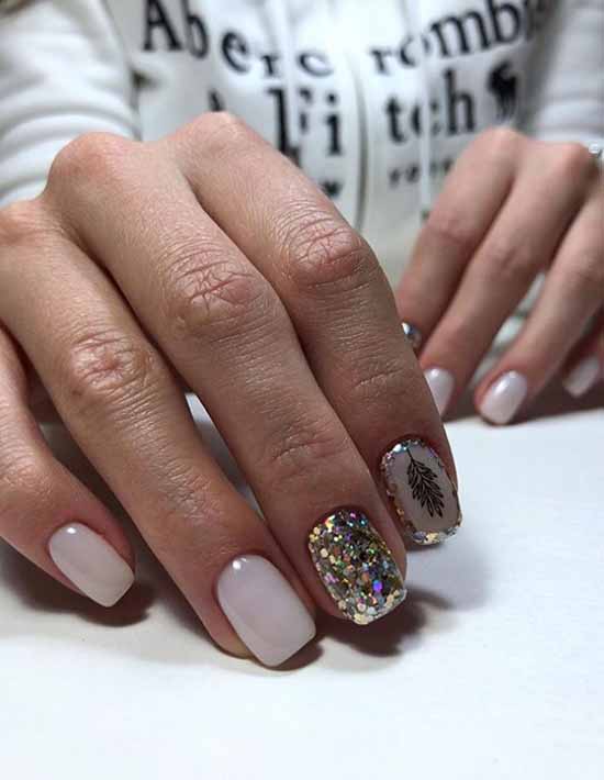 Nude manicure with sparkles: 100 design ideas in new photos