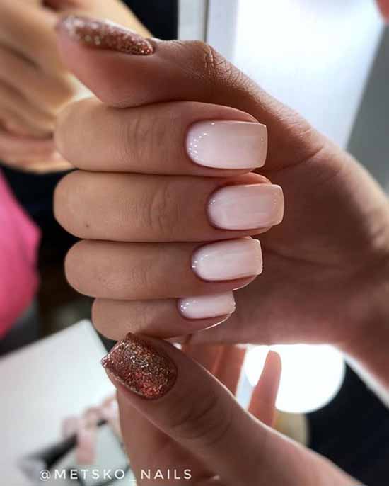 Nude manicure with sparkles: 100 design ideas in new photos