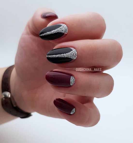 Black glitter manicure: photo with the best design