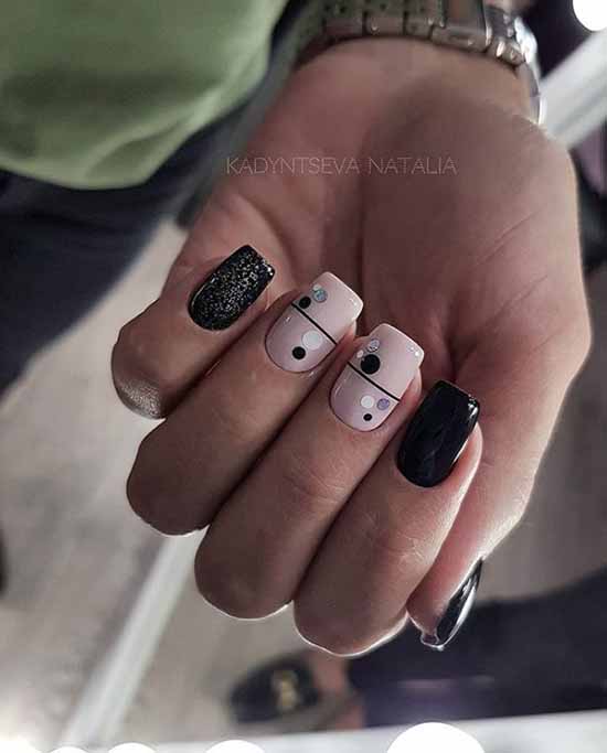 Black glitter manicure: photo with the best design