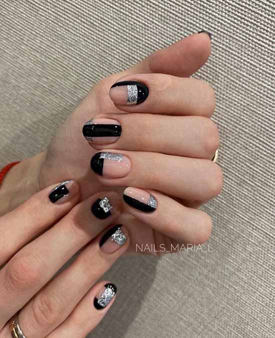 Black glitter manicure: photo with the best design