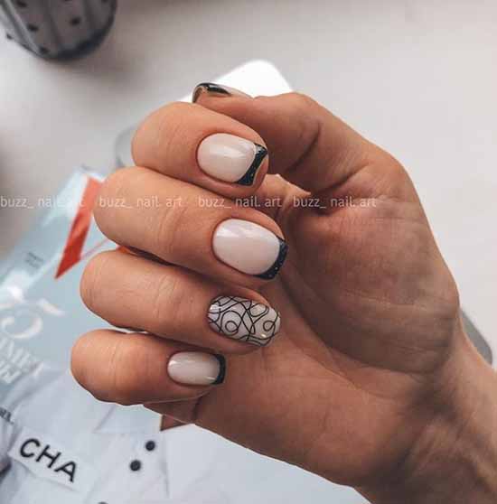 Black glitter manicure: photo with the best design