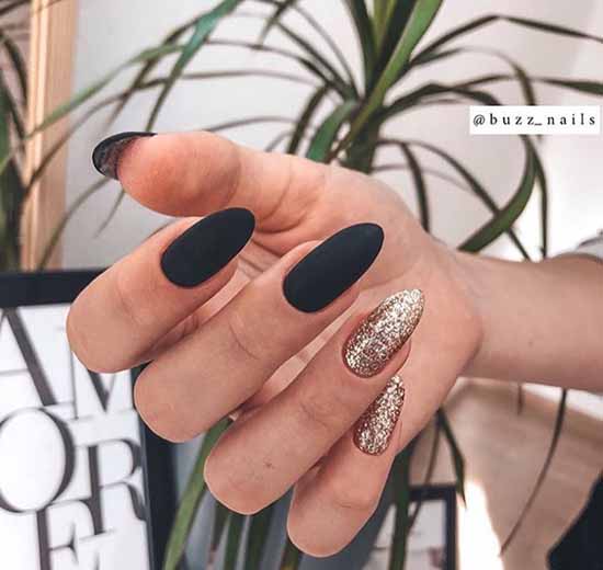 Black glitter manicure: photo with the best design