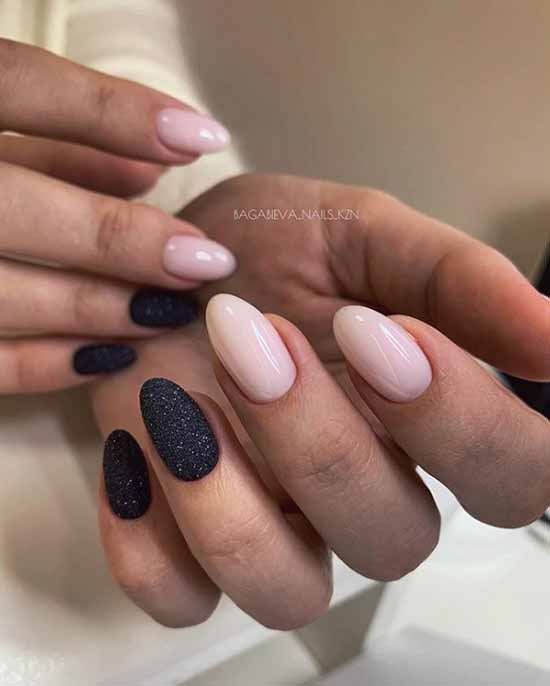 Black and beige manicure