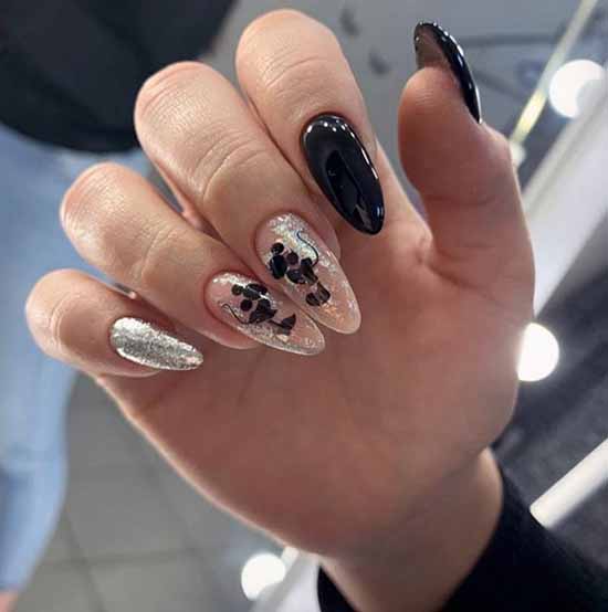 Black glitter manicure: photo with the best design