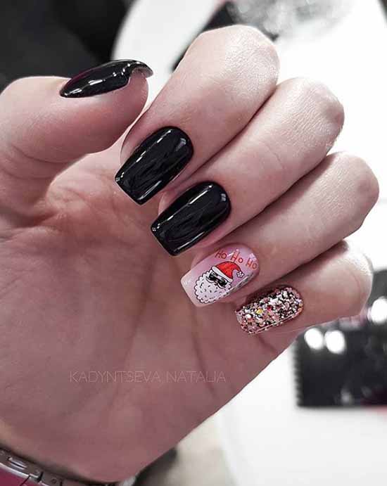 Black glitter manicure: photo with the best design