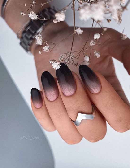 Black glitter manicure: photo with the best design