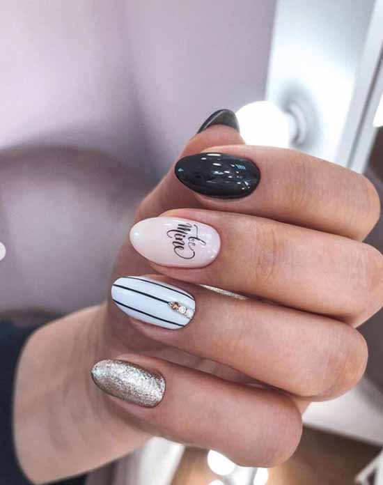 Black glitter manicure: photo with the best design