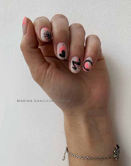 Black glitter manicure: photo with the best design