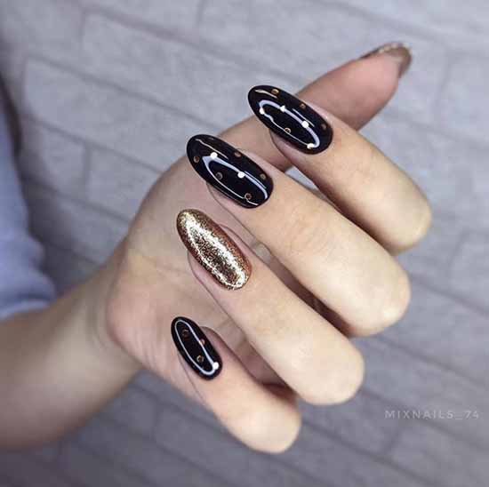 Black glitter manicure: photo with the best design