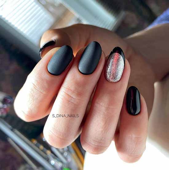 Beautiful black manicure and sequins