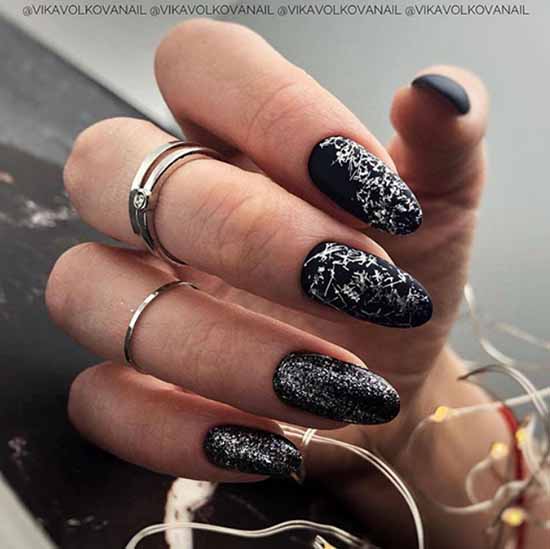 Black glitter manicure: photo with the best design