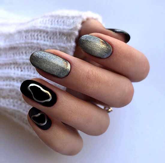 Black glitter manicure: photo with the best design