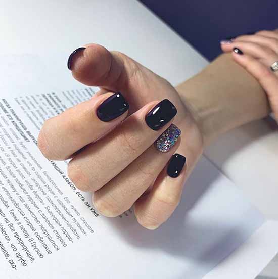 Black glitter manicure: photo with the best design