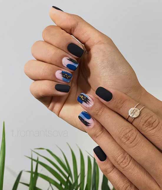 Black glitter manicure: photo with the best design