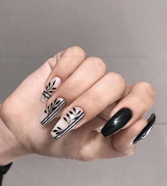 Black glitter manicure: photo with the best design