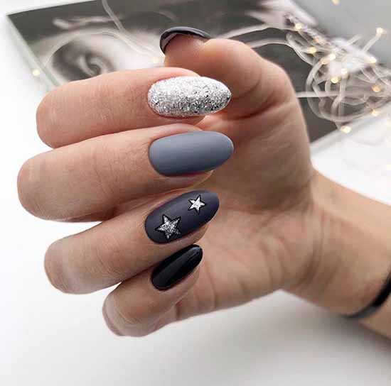 Black glitter manicure: photo with the best design