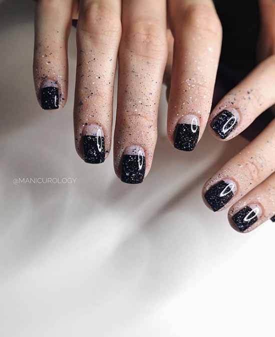 French half nail with glitter