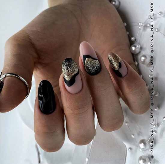 Black glitter manicure: photo with the best design