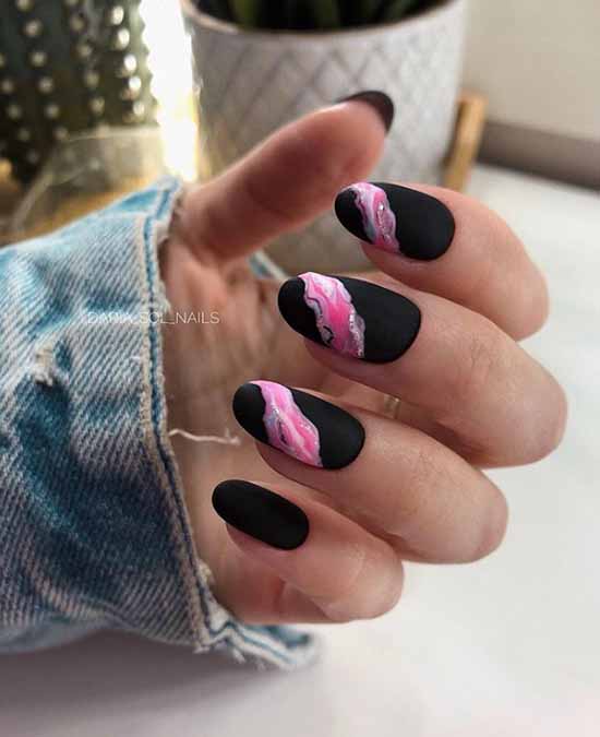 Black glitter manicure: photo with the best design