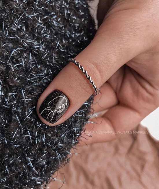 Black glitter manicure: photo with the best design