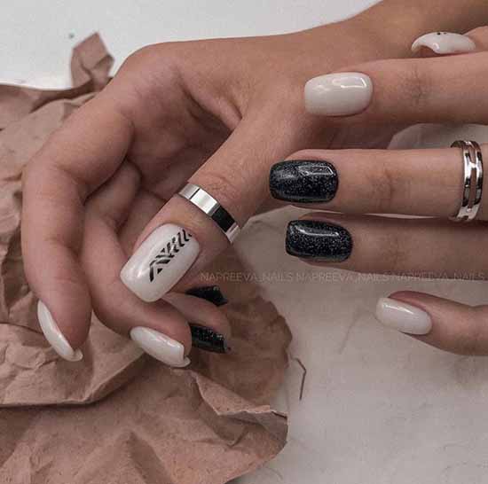 Black glitter manicure: photo with the best design