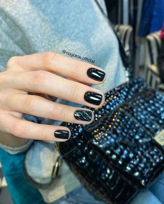 Black glitter manicure: photo with the best design